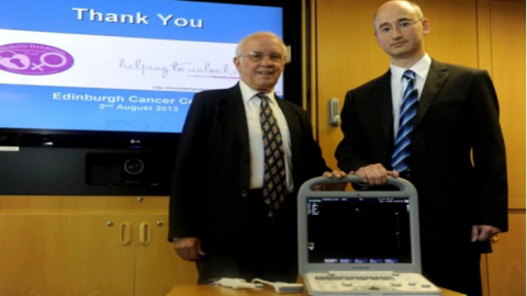 Willie Henderson donates Sonoscape S8 ultrasound machine to Western Hospital in Edinburgh.